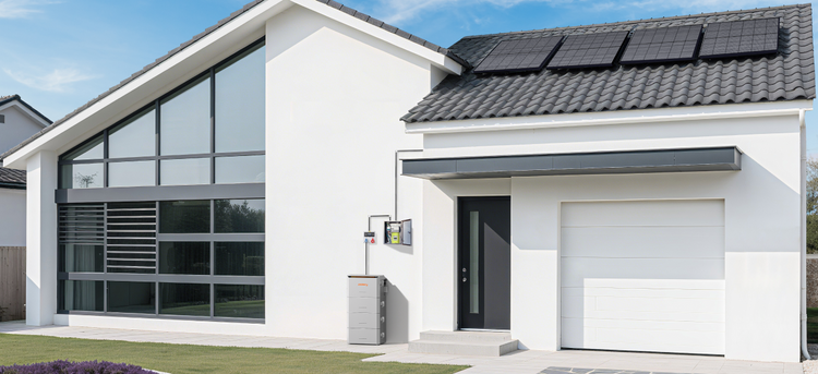 Plug-in thuisbatterij geïnstalleerd op een dak