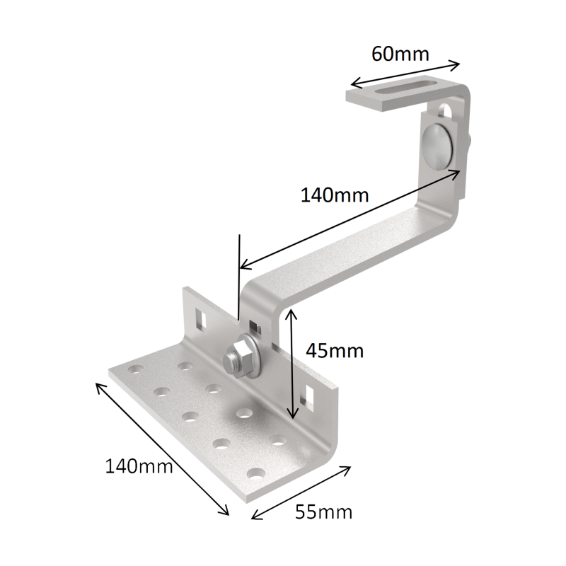 Montagebeugel voor schuin dak voor 2 zonnepanelen